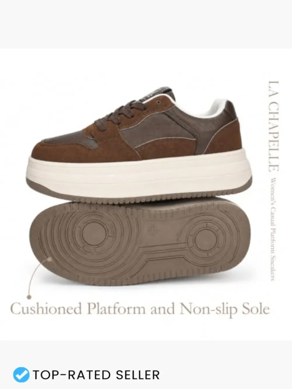 Women's Platform Sneakers Chunky Casual Walking Shoes Lace-Up Lightweight Comfy